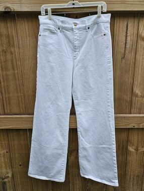 Loft Women's White High Rise Wide Leg Jeans Size 8